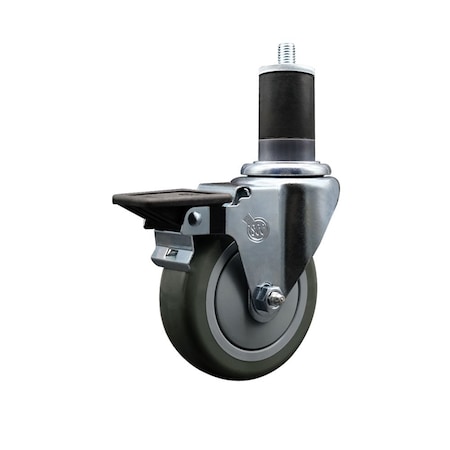 Service Caster 4'' Gray Poly Swivel 1-5/8'' Expanding Stem Caster with Brake SCC-EX20S414-PPUB-PLB-158